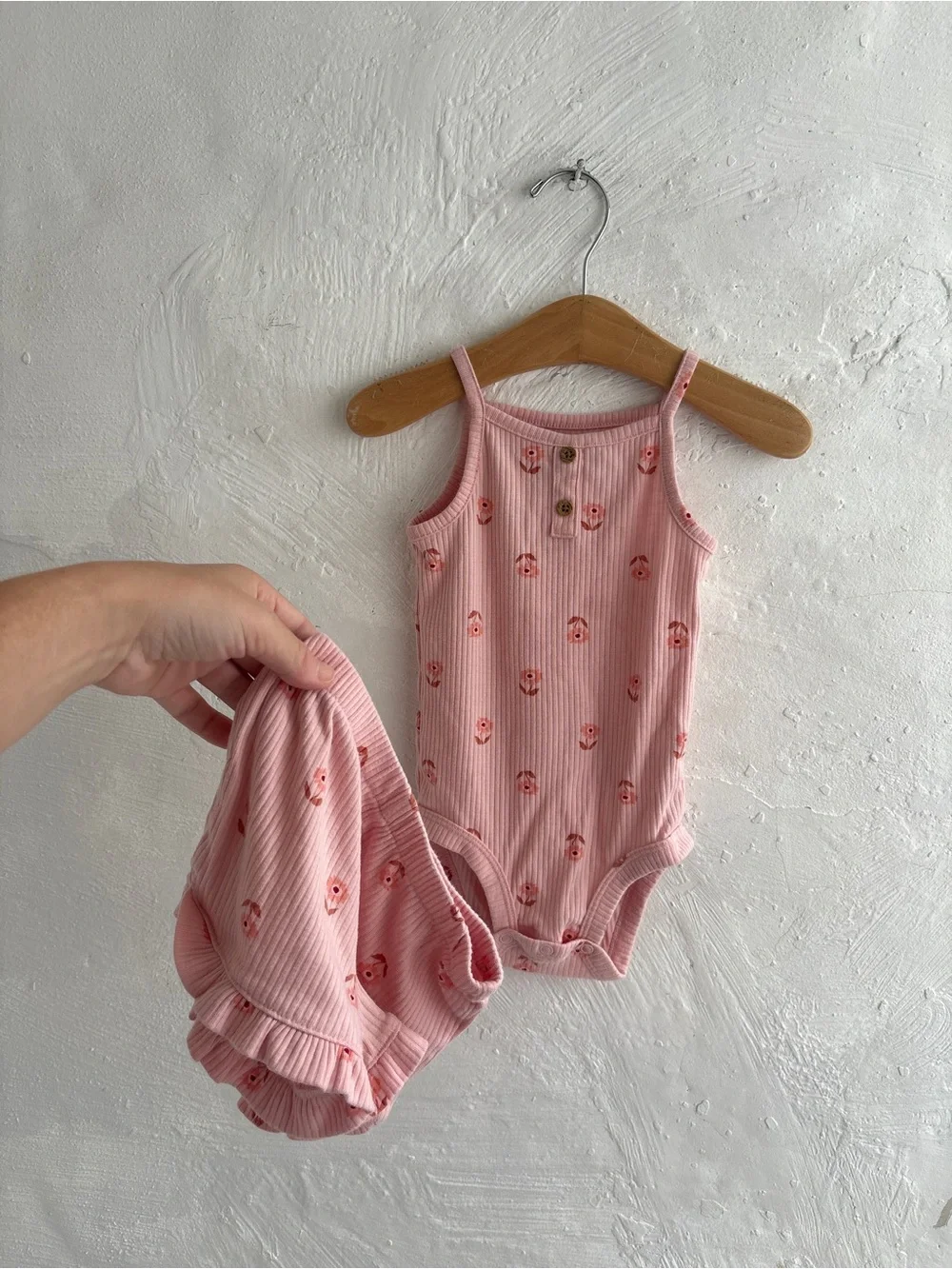 Carters floral pink ribbed 12 month set